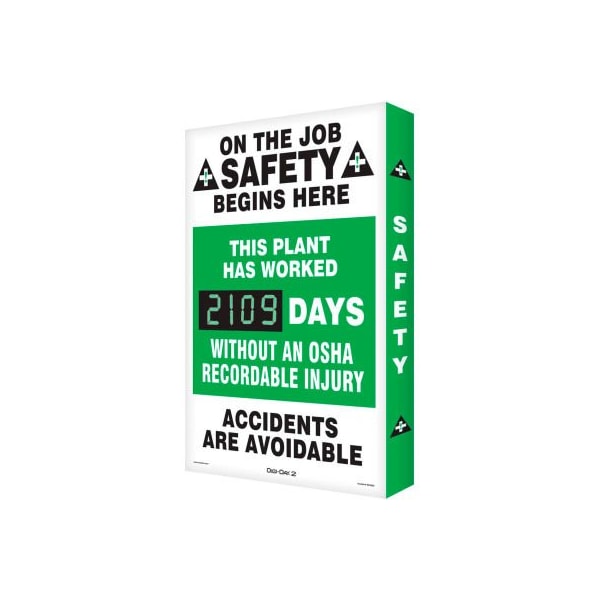 Accuform On The Job Safety Electronic Scoreboard, 20"W x 28"H, Aluminum SCK114 - main